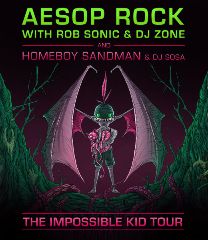 Image for AESOP ROCK w/ ROB SONIC with special guests DJ ABILITIES and HOMEBOY SANDMAN